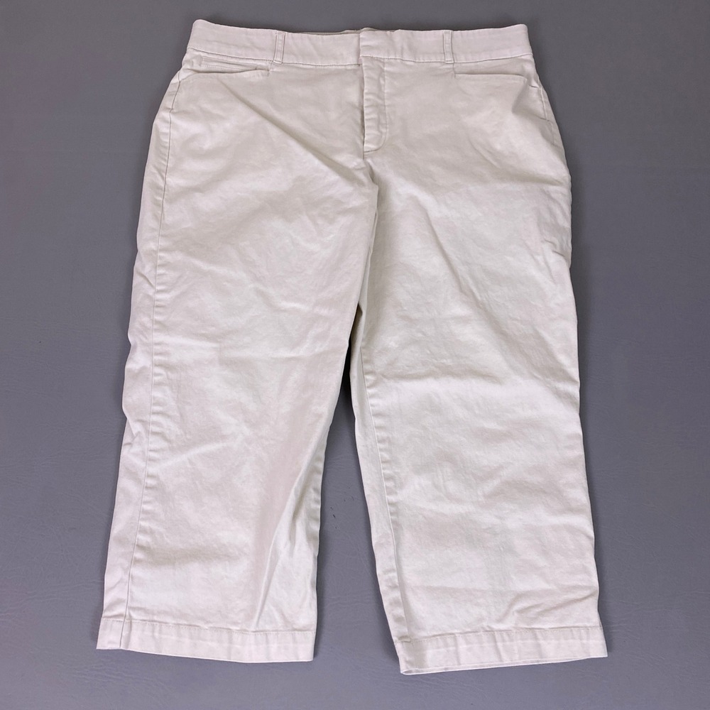 Gloria Vanderbilt Amanda Capri Pants Womens 16 Beige Khaki Cotton Stretch Casual
